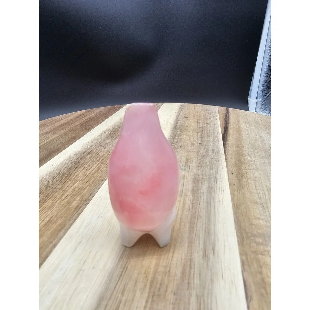 Vintage Carved Pink Alabaster Cat‎ Figurine